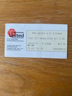 Ticket : Manchester United v St Etienne 1977 ECWC