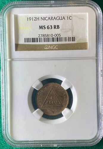 Nicaragua 1912 H Un Centavo NGC MS 63 RB