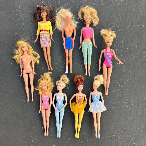 Lot of 9 - Barbie Mattel Disney Basketball Ballerina Dolls Princess Cinderella