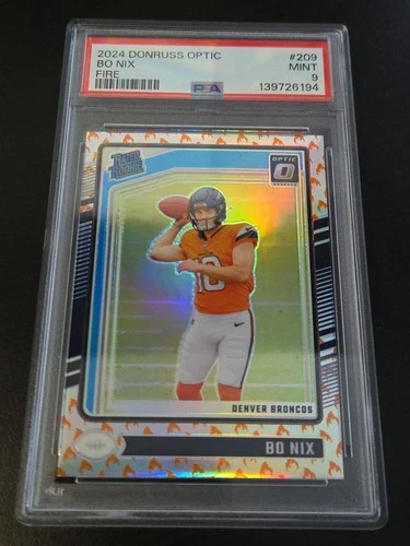 2024 Donruss Optic - Bo Nix Fire Emoji SSP Rated Rookie #209 Broncos PSA 9 Mint
