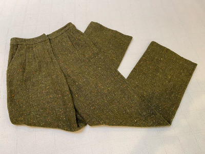 Valentino Tweed Wool Pleated Women's Trousers Pants 6 Green W Multi Color Flecks