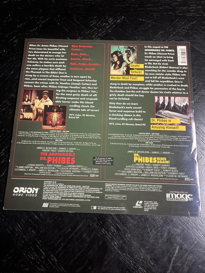 Vincent Price: The Abominable Dr. Phibes + Rises Again Laserdisc Double Feature  - Bild 2 von 2