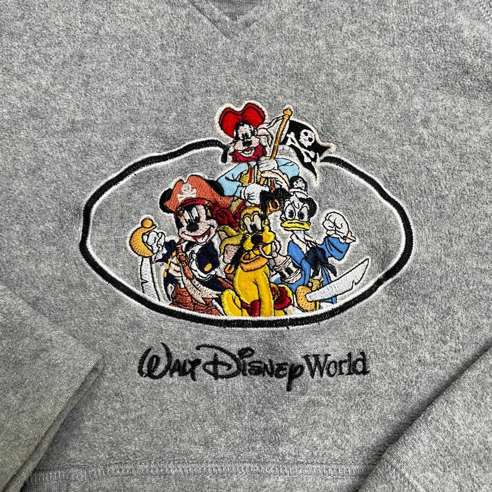 迪士尼世界米老鼠连帽运动衫男孩大号灰色刺绣图案 — 第 4/4 张图片