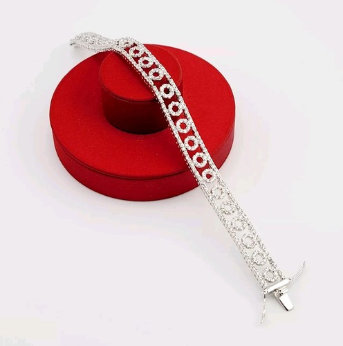 Bracciale Tennis Vintage Zirconi Cubici Corniciati Cerchi Eleganti Gioielli Glam #103 - Foto 2 di 15