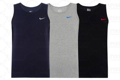 New Men's Nike Logo Sleeveless T-Shirt Vest Tank Top Singlet - Black Navy Grey - Picture 1 of 5