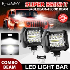 2PCS 4" LED Work Lights Bar Spot Flood Beam Pods Combo beam fit for Jeep ATV UTV