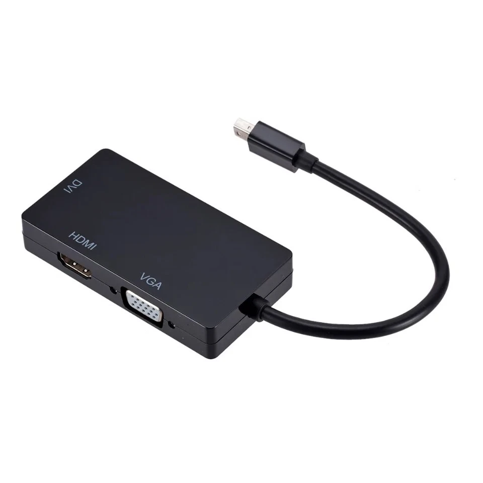 Mini DisplayPort auf HDMI DVI VGA Adapter Mini DP Konverter 3in1 1080p Schwarz - Bild 3 von 4