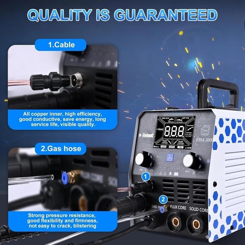 200Amp MIG Welder 120V 240V 5 in 1 Welding Machine, Multiprocess for Gasless - Picture 3 of 6