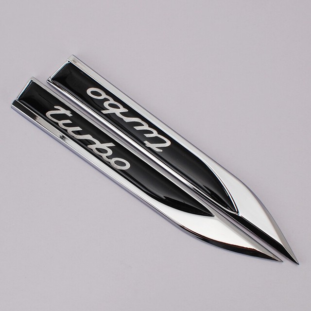 Black TURBO Emblem Sport Car Metal Knife Badge Emblems