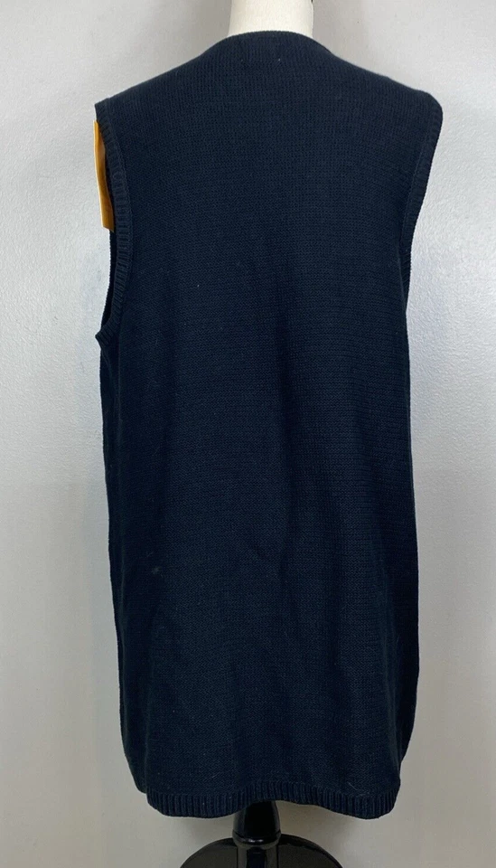 Ruby Rd Women's Black Long Cardigan Sweater Knit Vest w/ Faux Fur Size Large NWT - Image 3 of 4