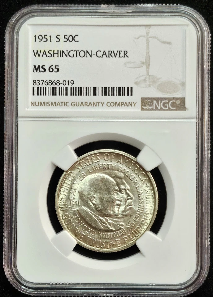 **WOW** 1951-S Washington-Carver Silver Half Dollar- NGC MS 65 Lustrous Specimen - Image 2 of 4