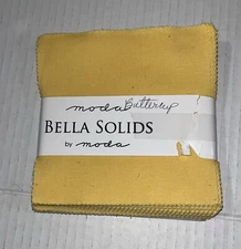 Bella Solids Yellow Buttercup Charm Pack by Moda Fabrics; 42-5" Quilt Squares