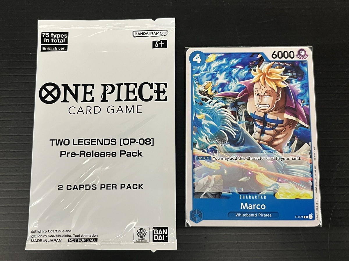 One Piece TCG Two Legends 0p-08 Pre-Release Pack + Marco NEW