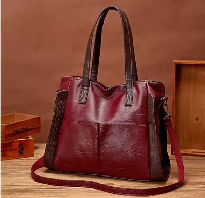 Soft Leather Women's Totes Bags High Capacity Shouldr Bag Luxury Middle-aged Lad
