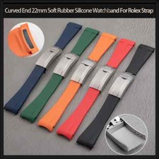 22mm Silicone Watch Band Strap For Seiko 126600 Sea Dweller Bracelet + Folding