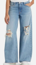Levi's '94 Baggy Wide Leg Jeans Size: 31 Blue Denim Distressed Loose
