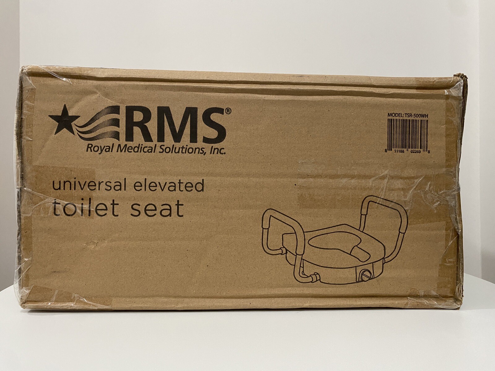 RMS Raised Toilet Seat 5 Inch Elevated Riser With Adjustable Padded