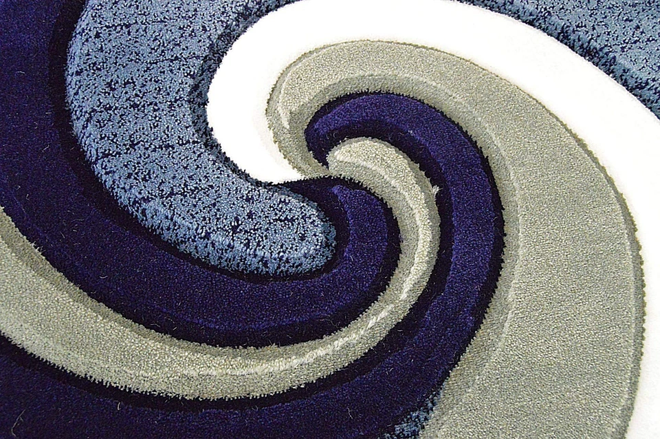 Современный резной ковер премиум-класса 327 темно-синий 7 футов 9 дюймов x 10 футов 8 дюймов - Изображение 2 из 4