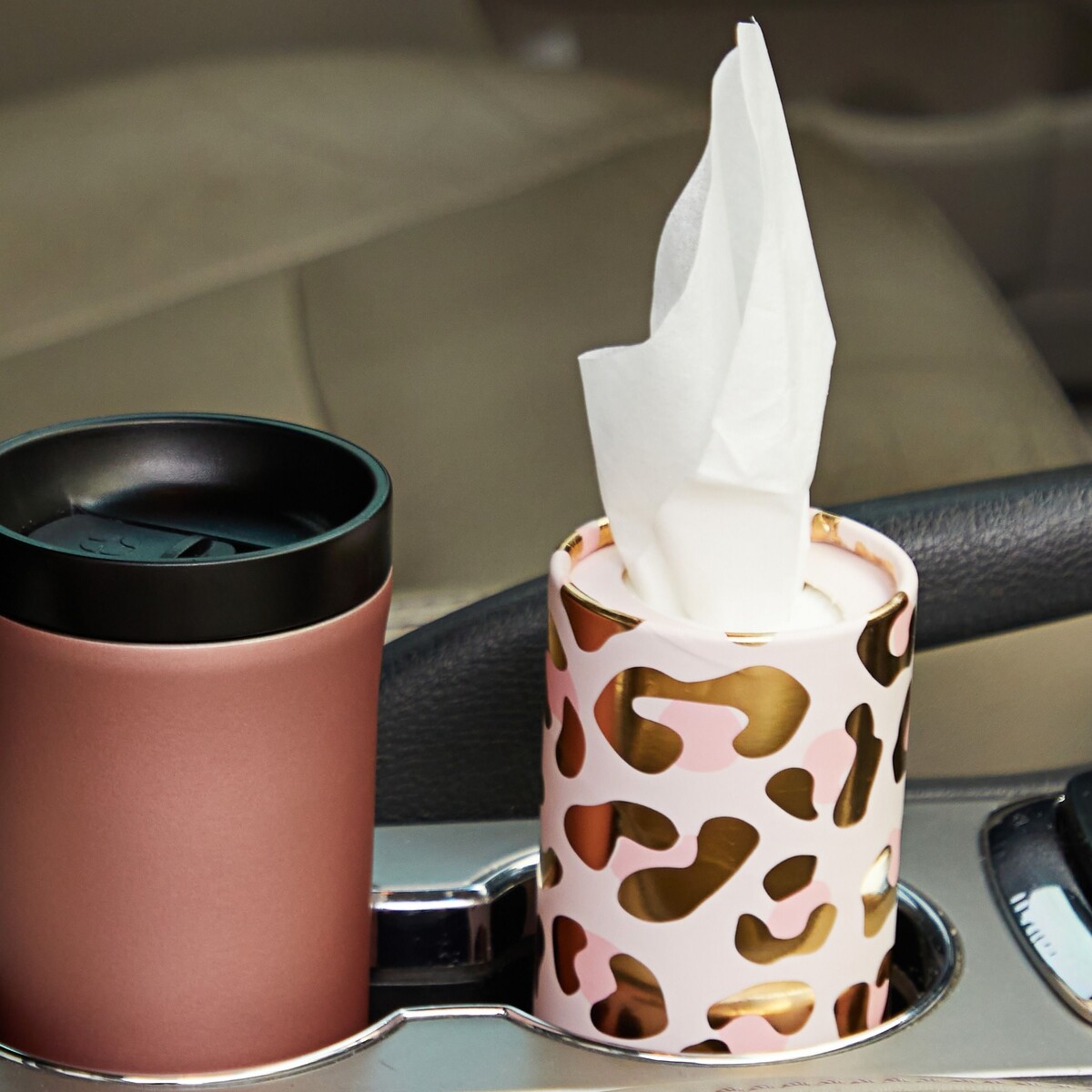 8 Pack Cylinder Tissues Box for Car Cup Holder, 4 Designs, 50 Count