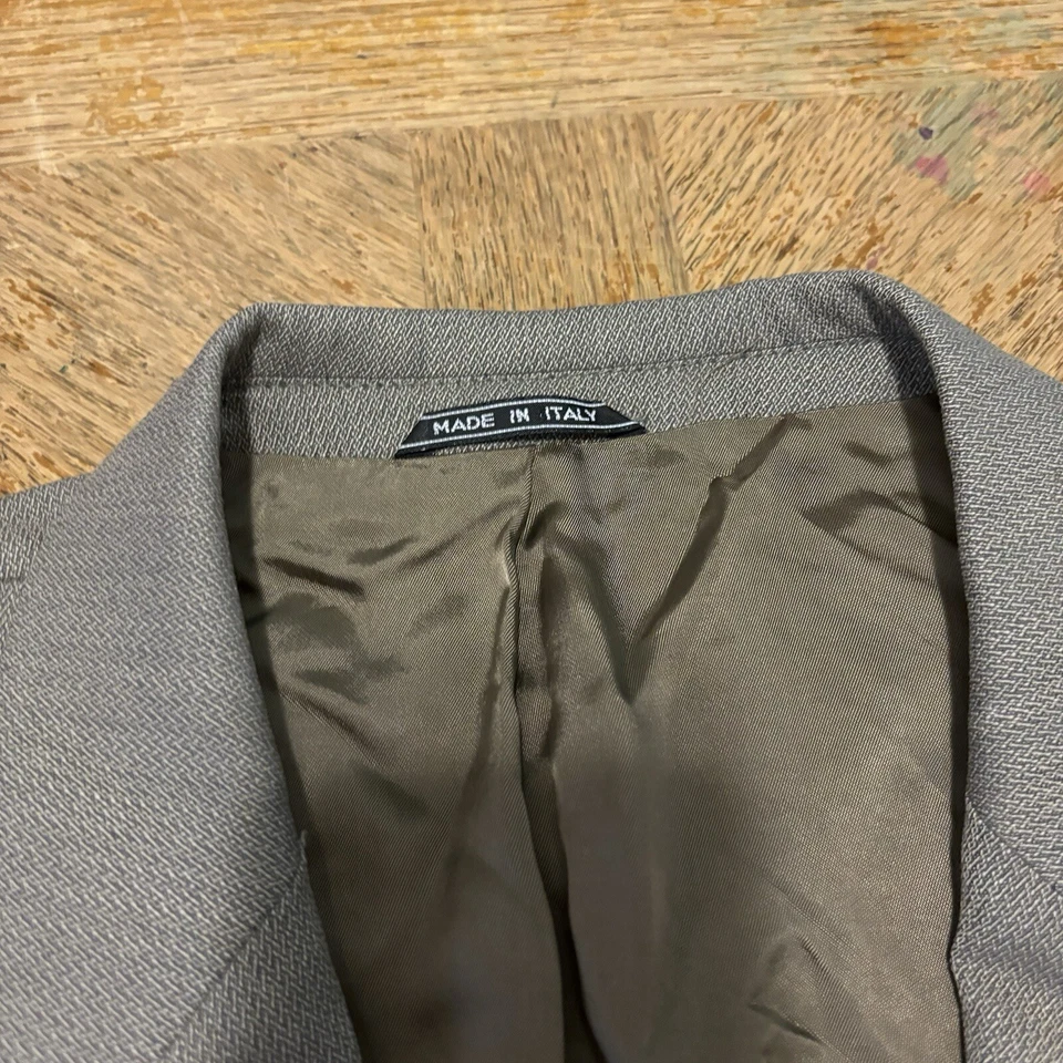 Giorgio Fellini 意大利制造 2 件超 100 灰色格子羊毛套装 R44 44x39 — 第 4/4 张图片