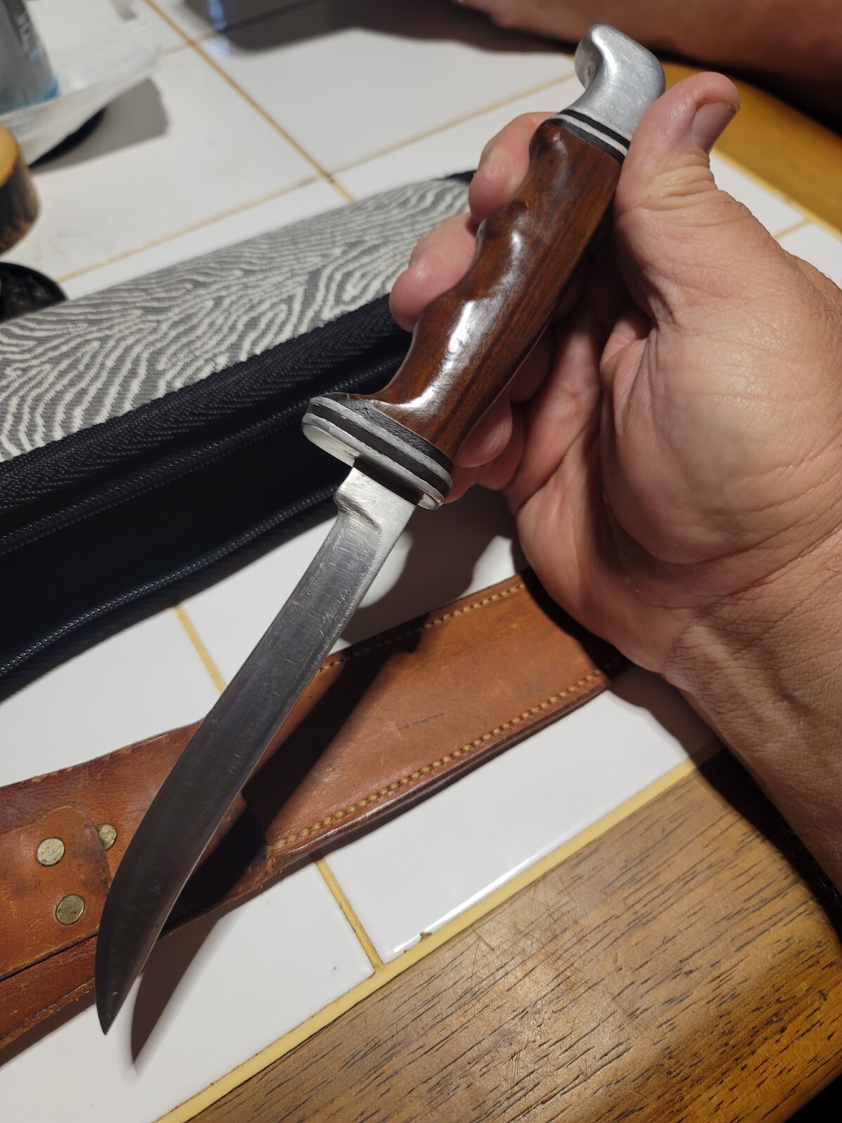 VINTAGE BUCK USA HUNTING KNIFE W/SHEATH 1950'S SAN DIEGO ADDRESS ON