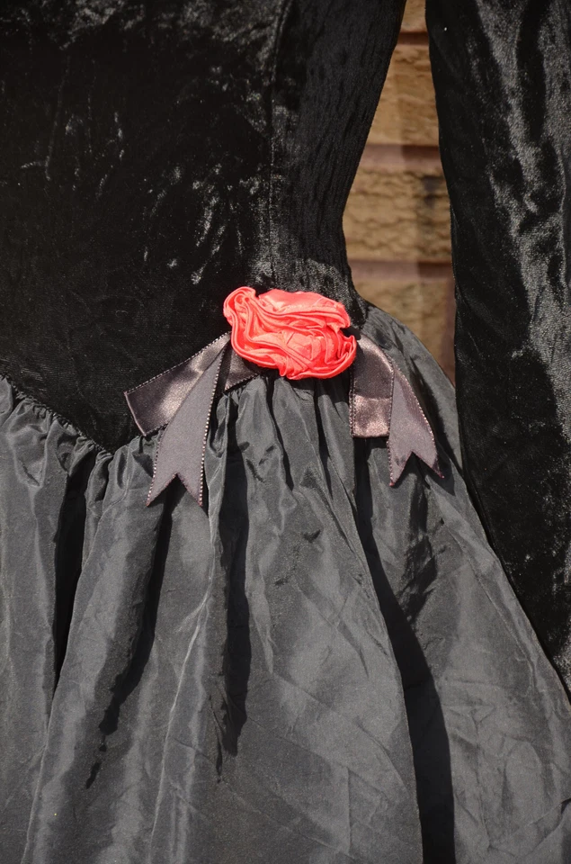 Vestido gótico de terciopelo Gunne Sax negro de colección Beetlejuice miércoles graduación formal S años 80 Foto 4 de 4