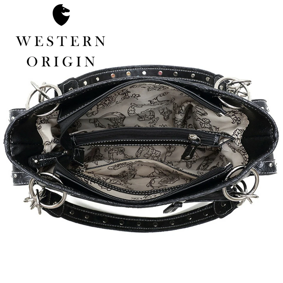 Punk Gothic Skull Crossbone Goth Purse Women Shoulder Bag Crossbody Wallet Black - Image 4 of 4