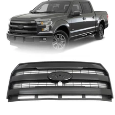 Front Grille King Ranch Style W/Cam HL GLOSS BLACK For Ford F150 2015 2016 2017