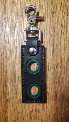 Green and black 2 hole Leather Pool Cue Thread Protector Holder