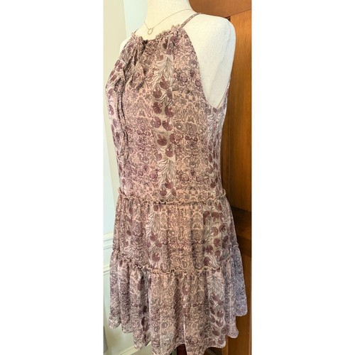 Vestido halter Drew Anthropology ojo de cerradura para mujer XS floral chifón sin mangas midi - Imagen 8 de 13
