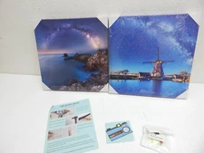Kreative Arts 2pc Wall Painting Starry Night Sky Over Holland Windmill BOX DMG