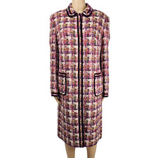 Vintage Escada Womens Pink Wool Blend Tweed Coat Size 42