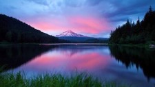 Landscape lake mountains purple sky snowy mountain Custom Gaming Mat Desk