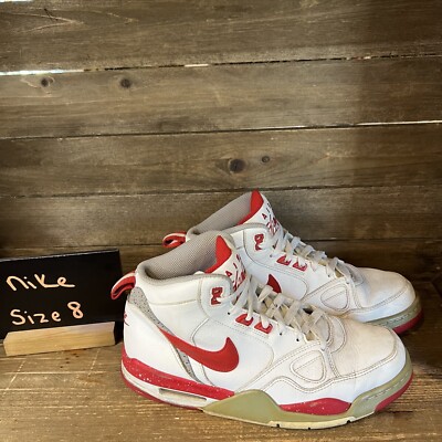 Mens Nike Flight 13 Mid White University Red Leather Shoes  display picture 1