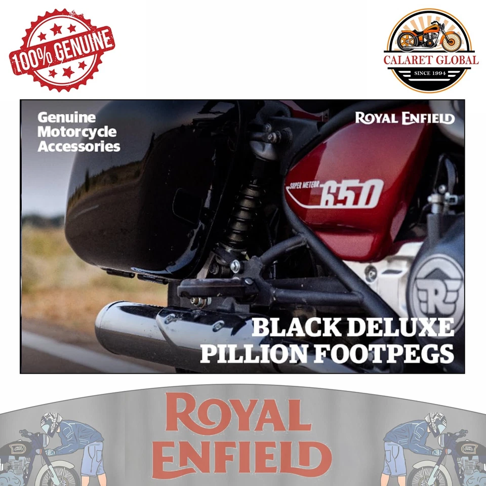 Royal Enfield black deluxe pillion foot pegs for super meteor 650 shotgun 650 - Image 4 of 4