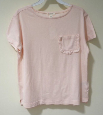 NWT J.Crew Crewcuts Pink Ruffle Pocket Top Girl's Size XL / 12-14