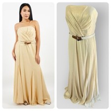 NEW LAUREN RALPH LAUREN Gold Shimmer Strapless Evening Dress Gown