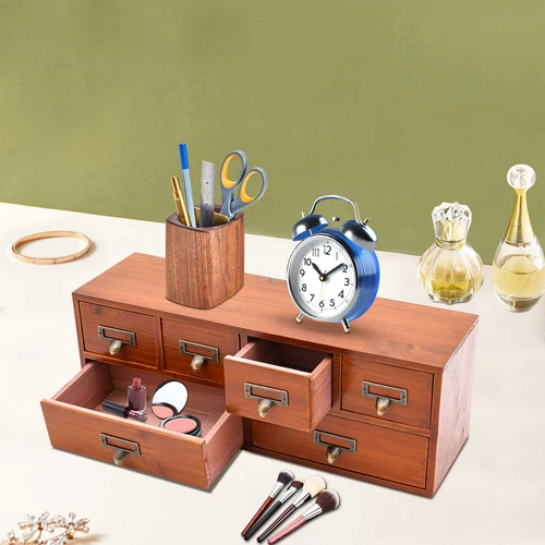 6 Drawers Desktop Dresser Wooden Storage Dressers Chests of Drawers for Bedroom - Picture 20 of 21