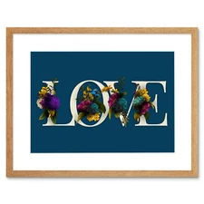 Flower Love Letters Word Art Framed Wall Art Print 12X16 In
