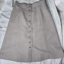 Panther Skirt Beige Khaki Medium Women's Vintage Button Front Midi 70s