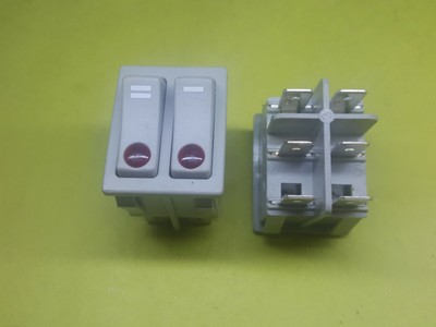 1x DEFOND DRH-2415 Double Button Rocker Switch 6 Pins 16A 250VAC Red Lamp VD18CH
