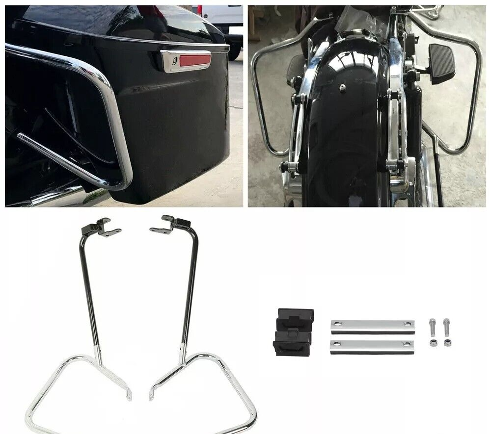 Rear Saddle bag Guard Bracket Crash Bar For Harley Touring Road Glide 2014-2024