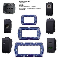 BTICINO Compatibile LIVING NERA Frutti Presa Schuko deviatore pulsante placca