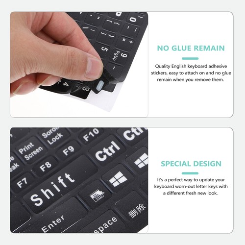 Clavier Stickers Autocollants De Pour Ordinateur Portable Anglais - Afbeelding 5 van 12