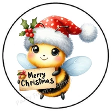 ADORABLE MERRY CHRISTMAS BEE ENVELOPE SEALS LABELS STICKERS PARTY FAVORS