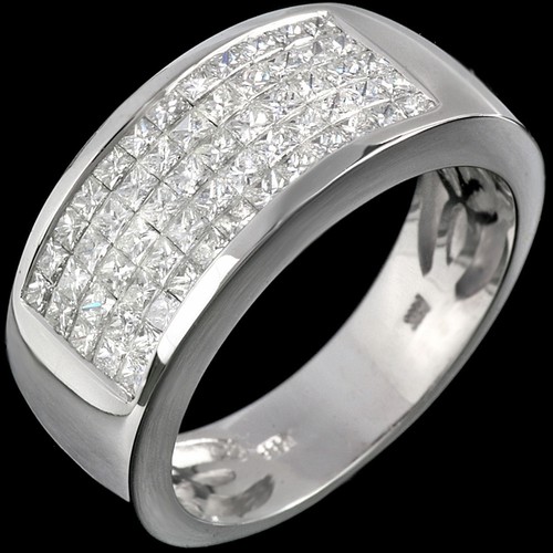 Princess Cut Diamond 3.00 Carat Diamond Ladies Wedding Band 14k White Gold - Picture 2 of 2