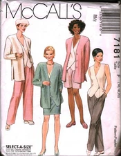 7181 Vintage McCalls SEWING Pattern Misses Skirt Pants Cardigan Vest Shorts 20