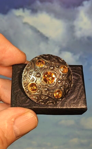 Vintage keltischer Knoten Schottische Distel Brosche Schal Pin, in Geschenkbox. 33 mm