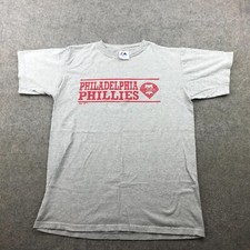 Vintage Philadelphia 76ers Shirt Mens Large Gray Spell Out Bell Logo MLB Y2K *