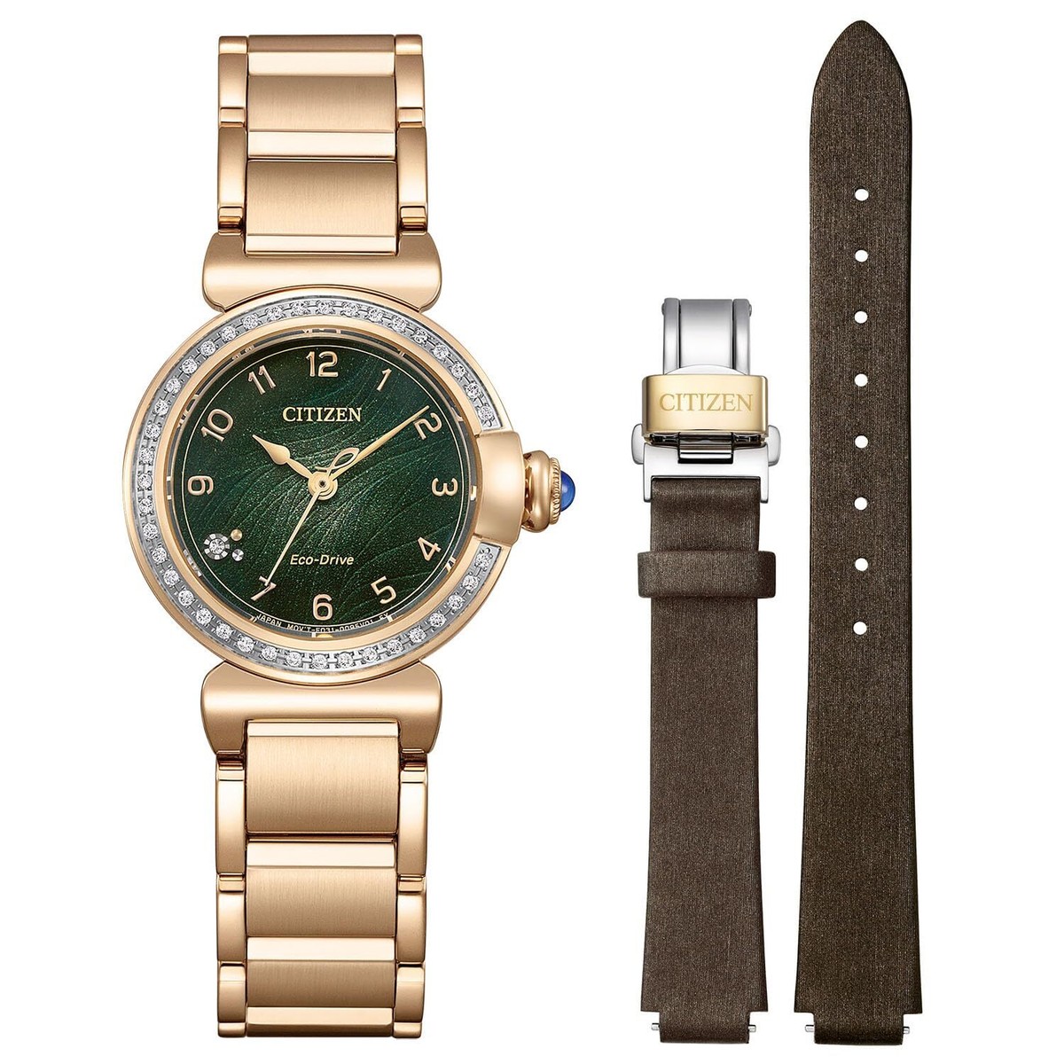 Citizen L EM1123-62X ROUND Collection Gold x Green Dial Eco-Drive